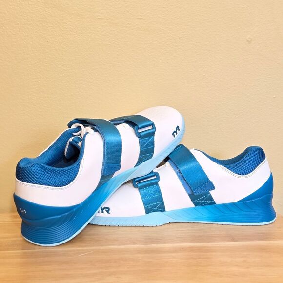 TYR L-1 Lifter Weightlifting Shoes White Turquoise Blue Men's Size 10.5 - Picture 4 of 7